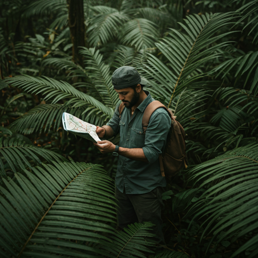 Elite natural guide plotting safe route